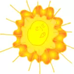 Glanzende zon karikatuur illustraties